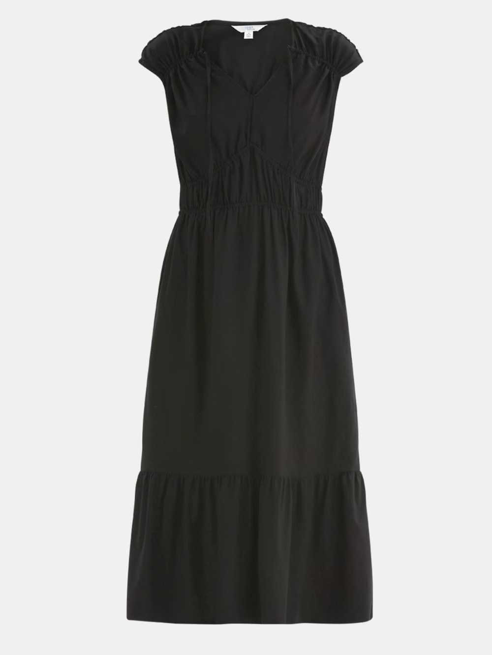 Time & Tru Black Cap-Sleeve Midi Dress NWOT